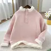 Sudaderas Forradas de Polar para Niñas, Nuevas Sudaderas Gruesas y Cálidas de Invierno, Ropa de Invierno Elegante para Niños Mayores, Cuello Semi-Alto para la Temporada de Regreso a Clases