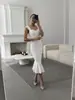 Vestido ajustado sin mangas Spicy Girl con cola de pez Verano Nuevo Vestido Negro Adelgazante Recogido en la Cintura Temperamento Vestido Largo