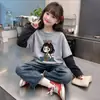 Moda Infantil Versátil e Elegante Base Camada de Lã Alemã Patchwork Outono Inverno Novo Estilo Coreano Camada Interna Quente Infantil Top Falso de Duas Peças