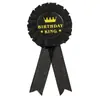 [Insignia de hojalata para corsage al por mayor] Insignia Rey del Cumpleaños negro dorado para hombre Insignia para fiesta de cumpleaños se puede fijar