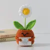 Flor de Tricô de Energia Positiva Transfronteiriça Planta em Vaso Produto Acabado Fio de Lã Flor de Simulação Ornamento de Mesa Boneca de Cartão de Mão