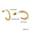 Brincos de Pérola Falsa Estilo Ins Europeu e Americano, Brincos Geométricos Torcidos Elegantes e Luxuosos em Forma de C Dourado, Presilhas de Aço Inoxidável para Mulheres