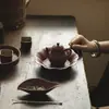 Tetera Estilo Wabi-Sabi Dinastías Tang y Song, Juego de Té Kung Fu, Tetera Cerámica Doméstica Estilo Japonés Portátil con Filtro de Agujero de Bola, Tetera de Arcilla Púrpura Cerámica Gruesa