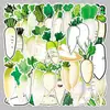 50 Peças de Adesivos de Rabanete Branco Comida Vegetal Impermeável Decoração Criativa Geladeira Desktop Capa de Celular Adesivos Impermeáveis Atacado