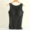 Xin Xuan Colete Térmico Sem Costura de Veludo Alemão Quente Outono/Inverno para Mulheres com Bojos Fixos Integrados e Roupa Íntima Térmica Espessa
