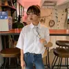 Camisa Blanca de Manga Corta Estilo Preppy con Cuello, Nueva de Verano, Top Chic Holgado, Camisa JK a Cuadros Delgada para Mujer