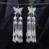 Pendientes Miao Étnicos de Borla Larga Estilo Nuevo, Pendientes Exagerados de Declaración de Moda Estilo Étnico de Plata Miao de Lujo Ligero