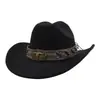 Aliexpress Amazon Novo Chapéu de Aba Larga Estilo Étnico Chapéu de Jazz Chapéu de Lã Chapéu de Cowboy Ocidental Yzd053