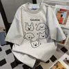 2025 Nuevo Verano Pareja Manga Corta Longitud Media Estilo Preppy Camiseta Casual Versátil Holgada Cuello Redondo Top de Nicho