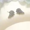 Pendientes de Plata de Ley S925 con Alas Incrustadas de Circonita Diamante para Mujer, Gama Alta, Lujo Accesible, Pequeños, Exquisitos, Pendientes de Nicho Super Hada