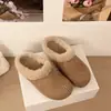 Pantuflas Peludas de Suela Gruesa Versátiles de Moda Retro para Mujer 2026 Otoño/Invierno Uso en Exteriores Con Felpa Cálidas Cómodas Casuales de Algodón