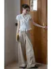 Camisa blanca de Qiaomi con cordones, cuello en V, mangas abullonadas para mujer, diseño de volantes de verano, estilo corto, top elegante y favorecedor