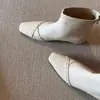 Botines de tacón grueso para mujer, botas de ajuste ceñido, diseño versátil de punta cuadrada, nuevo estilo tejido, adecuados para el trabajo y el uso casual, botas de otoño, estilo francés y coreano, 2026
