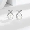Estilo coreano leve luxo high-end sentido imitação s925 prata esterlina cruz pérola brincos elegantes internet celebridade brincos nicho requintado brincos