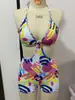 2026 Nuevo Comercio Exterior Transfronterizo Estilo Europeo y Americano Traje de Baño de una Pieza Estampado para Mujer tipo Boxer Bikini Sexy de Graffiti