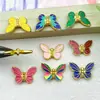 Pulsera Colgante de Mariposa de Doble Cara con Agujero Vertical para Aceite, Estilo Antiguo, Chapada en Oro, Bidireccional, Accesorios para Ropa, Joyería de Aleación Colorida