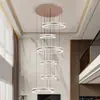 Lámpara de araña de cristal de lujo ligero para sala de estar, estilo italiano minimalista, lámpara circular de alta gama para hotel y villa, accesorio de iluminación LED de protección ocular, hierro