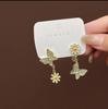 Clip para Oreja Rosa Versalles Mujer Sin Perforación Estilo Hada Pendientes de Té Mujer Verano Pendientes de Flor Monet