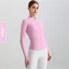 Chamarra de Yoga Lulu para Mujer, Ajustada, Cuello Alto, Cremallera, Manga Larga, Ropa de Yoga, Deportiva, para Correr, Fitness, Estilo Otoño