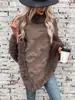 Lluvia Ligera Ropa Femenina Transfronteriza Europea y Americana Nuevo Estilo Otoño e Invierno 2024 Jersey Grueso de Punto Trenzado con Cuello de Piel Sintética de Conejo Rex Chal
