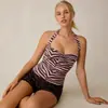 Comércio Exterior Transfronteiriço Mais Vendido Top de Alcinha Estilo Europeu e Americano Estampa de Zebra Retrô para Mulheres, Modelagem Justa, Camiseta Básica Sexy