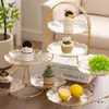 Placa de Frutas de Acrílico de Luxo Leve, Camada Dupla, Camadas Múltiplas, Prato de Petiscos, Decoração de Mesa de Sobremesas para Chá da Tarde de Casamento, Suporte de Exibição