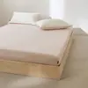 Juego de sábanas bajeras ajustables de tela cepillada engrosada, estilo minimalista, 100% algodón, cepillado, amigable con la piel, con un diseño de sábana bajera ajustable ultra suave, en bloques de color, de algodón puro