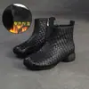 Jiezu 2025 Inverno Novo Retrô Versátil Tecido Forrado com Lã Quente Cano Alto Botas de Algodão Couro Bovino de Primeira Camada Sapatos Femininos para o Trabalho