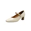 Zapatos Mary Jane Cuadrados de Tacón Grueso Estilo Francés para Mujer, En Stock, Nuevo Estilo Retro 2026 con Correa Única y Tacones Altos Bajos