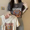 Camiseta de Manga Corta con Cuello Redondo Estampada y Corte para Tallas Grandes para Mujer Verano Nuevo Delgado mm Diseño de Aspecto Adelgazante Top de Moda