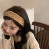 Otoño e Invierno Versátil Nueva Diadema Color Café con Leche Diadema de Esponja de Lana a Cuadros de Cráneo Alto Accesorios para el Cabello Marrón Retro para Mujeres