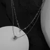 Joyería Transfronteriza Acero de Titanio Collar de Cintura Pequeña para Mujer Tendencia Doble Capa Apilado Ligera Lujo Nicho Diseño Cadena de Cuello Accesorios para Sudaderas