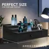 Prateleira de armazenamento preta de madeira organizador de mesa suporte de exibição de perfume em forma de escada prateleira de exibição de colônia de três níveis de madeira maciça