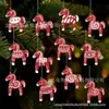 Juego de 12 Piezas de Adornos Navideños de Madera Estilo Nórdico Nuevo del Año del Caballo 2026 con Patrón Rojo Decoraciones Creativas