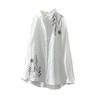 Camisa Bordada Artística Vintage para Mujer Primavera Nueva Elegante Look Slim Holgada Combinable Blanca Manga Larga Camisa Delgada