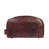 Necessaire Vintage de Couro Crazy Horse da Fábrica Original, Bolsa de Viagem para Cosméticos em Couro Genuíno, Bolsa de Mão Feminina de Couro Bovino de Primeira Camada