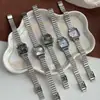 Reloj de Cuarzo Retro Cuadrado de Alta Gama para Mujer Correa de Acero Bambú Plateado Escala Romana Temperamento Reloj de Alta Gama
