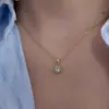 Collar de Plata de Ley S925 con Zirconia Azul en Forma de Lágrima para Mujer, Cadena para Clavícula de Lujo Ligero de Nicho de Alta Gama, Colgante de Moda al por Mayor