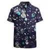 Camisa casual de vacaciones para hombre con estampado, manga corta, cuello, fábrica, verano