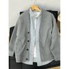 Sudadera Cardigan Pesada Cuello V Estilo Coreano para Hombre en Primavera y Otoño, Top Holgado Estilo Perezoso, Chaqueta Casual Versátil Tendencia Ins