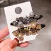 Pinzas para el cabello de pico de pato de alta gama estilo coreano con incrustaciones de perlas y diamantes para mujer, con un diseño lujoso para flequillos laterales y peinados en la parte posterior de la cabeza, un nuevo accesorio para el cabello para mujer