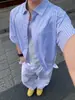 NASA Nueva Camisa de Manga Corta a Rayas Sencilla de Verano Estilo Japonés Marca de Tendencia para Hombre Chaqueta Informal Holgada para Niños