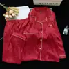 Pijama de Manga Larga para Mujer, Seda Helada de Primavera y Otoño Modelo Nuevo 2026 con Almohadillas en el Pecho, Conjunto Holgado de Ropa para el Hogar de Otoño para Mujer de Tallas Grandes