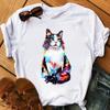 Camiseta Feminina de Manga Curta 2023 Estampa de Moda Estação Independente Transfronteiriça Camiseta Básica para Pessoas Plus Size Gola Redonda