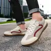 Sapatos masculinos de tamanho grande para comércio exterior, Tênis de treino alemão Temu, Tênis esportivos casuais de couro para outono, bico largo, para corrida barefoot