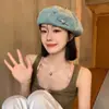 Boina para Mujer con Diseño de Corazón, Gorro Octagonal de Mezclilla Lavada, Sombrero de Artista Delgado y Transpirable, Circunferencia de Cabeza Grande, Sombrero que Adelgaza el Rostro