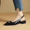 2024 Nuevo Estilo Chanel Sandalias de Tacón Alto Puntiagudo con Talón Abierto Zapatos de Tacón Bajo Grueso Talla 32-43 Talla Zapatos de Comercio Exterior