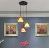Lámpara de araña minimalista moderna para restaurante, estilo nórdico, creativa, de tres luces, estilo loft, con barra de hierro y diamantes, iluminación personalizada.