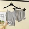 Conjunto de Pijama Modal para Mujer Verano Tirantes Shorts Casuales Camiseta Básica Ropa de Casa Holgada Conjunto de Dos Piezas
