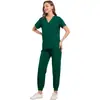 Uniformes médicos personalizados com etiquetas de tecido, uniformes de enfermagem pós-parto com decote V em poliéster, vestuário médico, disponíveis para pedidos em atacado a partir de uma peça, em estoque para entrega direta
